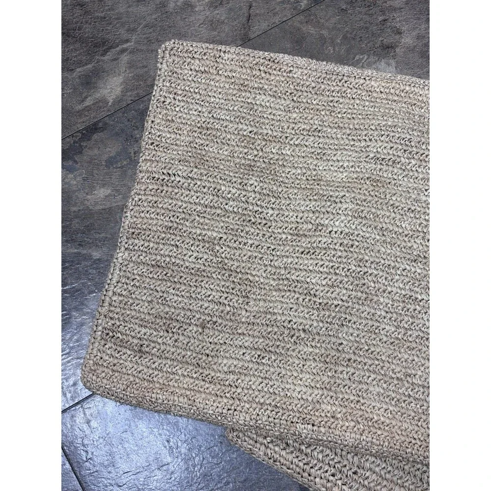 Set of 2 Potterybarn Raffia Straw Square Boho Pillow Sham Covers 18x18